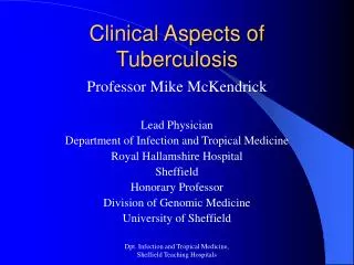 Clinical Aspects of Tuberculosis