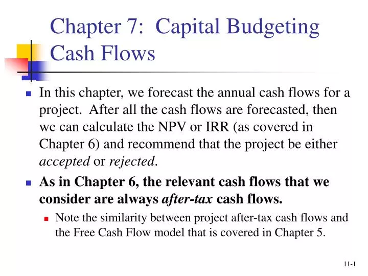 chapter 7 capital budgeting cash flows