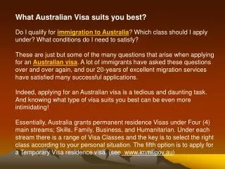What Australian Visa suits you best?