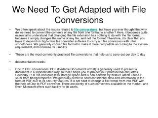 We Need To Get Adapted with File Conversions