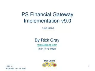 PS Financial Gateway Implementation v9.0 Use Case