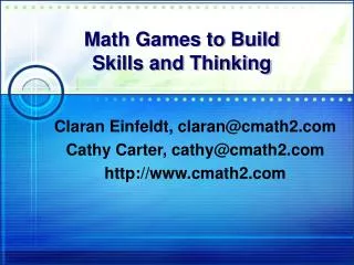 Math Games to Build Skills and Thinking