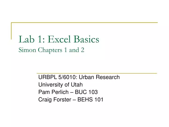 lab 1 excel basics simon chapters 1 and 2