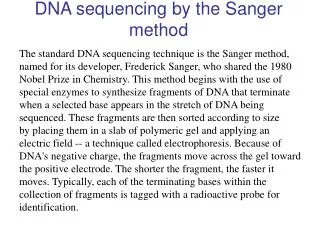 DNA sequencing by the Sanger method