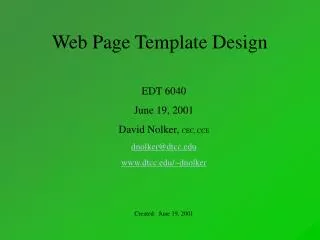 Web Page Template Design
