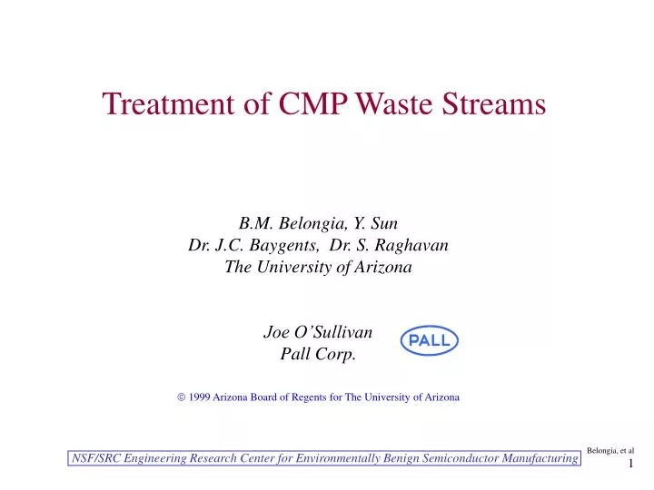 treatment of cmp waste streams
