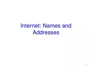 Internet: Names and Addresses
