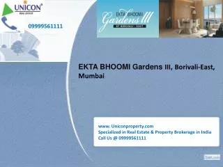Ekta Bhoomi Garden iii | Call 09999561111 for booking apartment in Bhoomi
