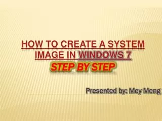 How to Create a System Image in Windows 7