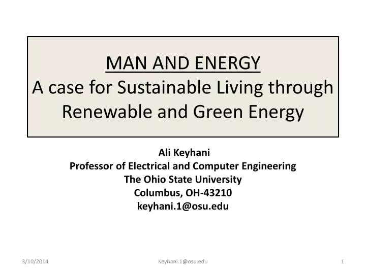man and energy a case for sustainable living through renewable and green energy