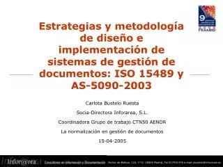 Estrategias y metodología de diseño e implementación de sistemas de gestión de documentos: ISO 15489 y AS-5090-2003