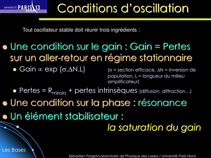 conditions d oscillation