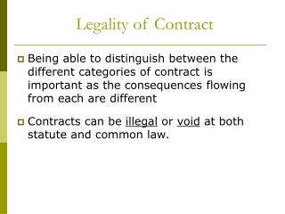 Legality of Contract