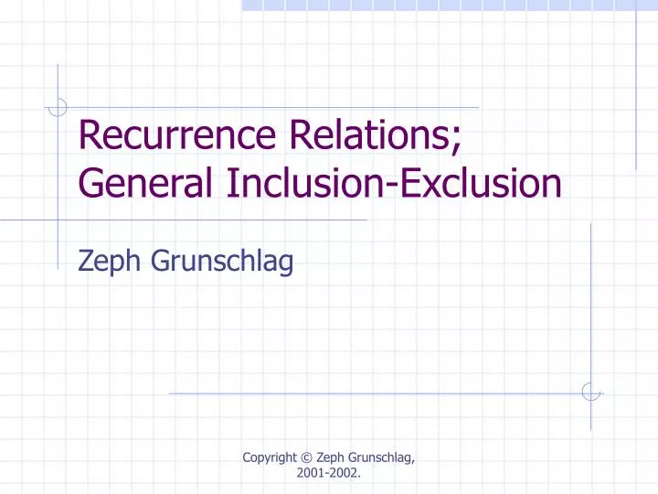 recurrence relations general inclusion exclusion