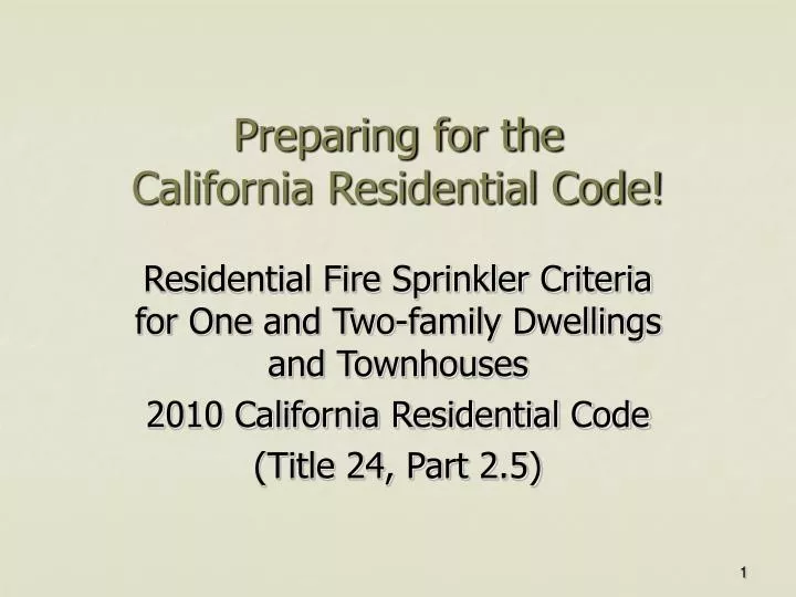 preparing for the california residential code