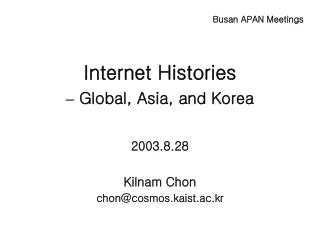 Internet Histories – Global, Asia, and Korea