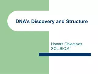 DNA’s Discovery and Structure