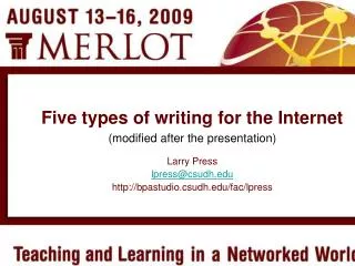Five types of writing for the Internet (modified after the presentation)