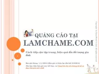 QUẢNG CÁO TẠI LAMCHAME.COM