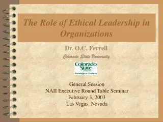 The Role of Ethical Leadership in Organizations