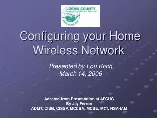 Configuring your Home Wireless Network