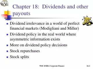 Chapter 18: Dividends and other payouts
