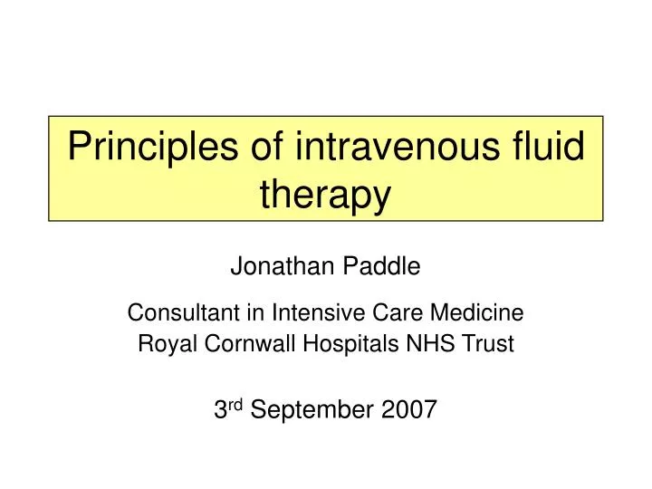 principles of intravenous fluid therapy