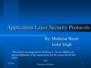 Application Layer Security Protocols