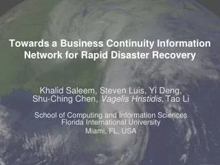 Towards a Business Continuity Information Network for Rapid Disaster Recovery