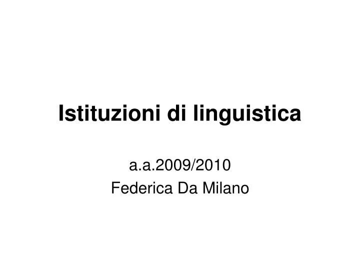 istituzioni di linguistica