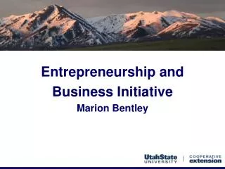 Entrepreneurship and Business Initiative Marion Bentley