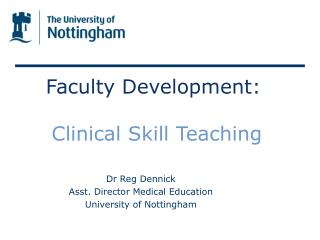 Faculty Development: Clinical Skill Teaching