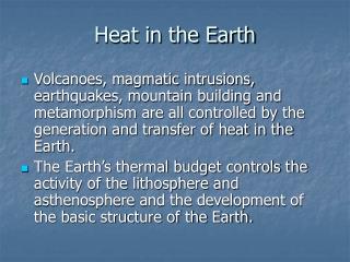 Heat in the Earth