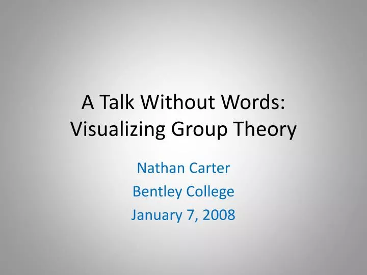 a talk without words visualizing group theory