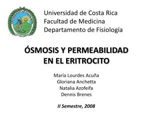 Universidad de Costa Rica Facultad de Medicina Departamento de Fisiología