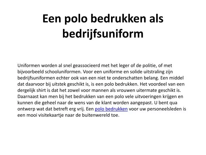 een polo bedrukken als bedrijfsuniform