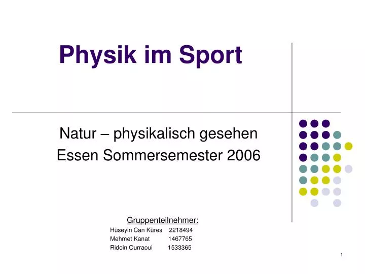 physik im sport
