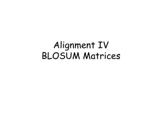 Alignment IV BLOSUM Matrices