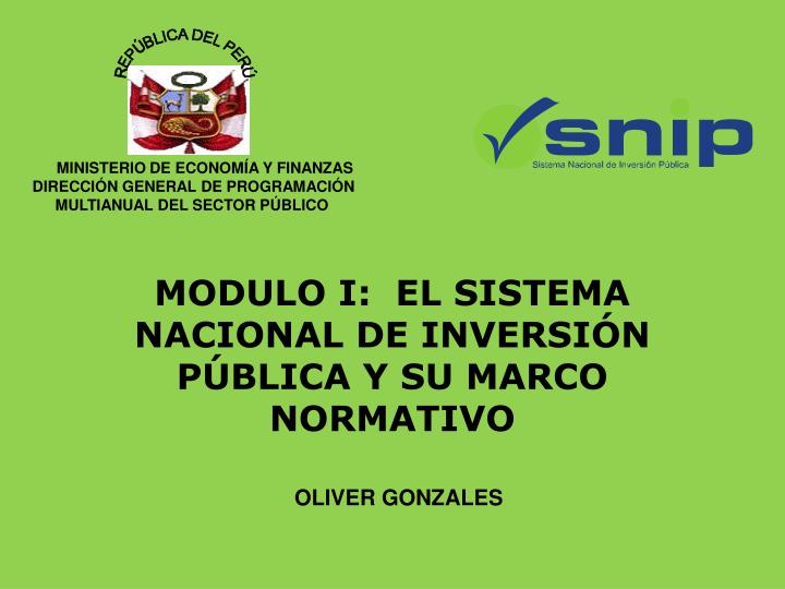 modulo i el sistema nacional de inversi n p blica y su marco normativo