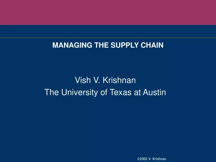 managing the supply chain
