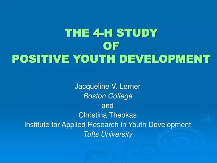 the 4 h study of positive youth development