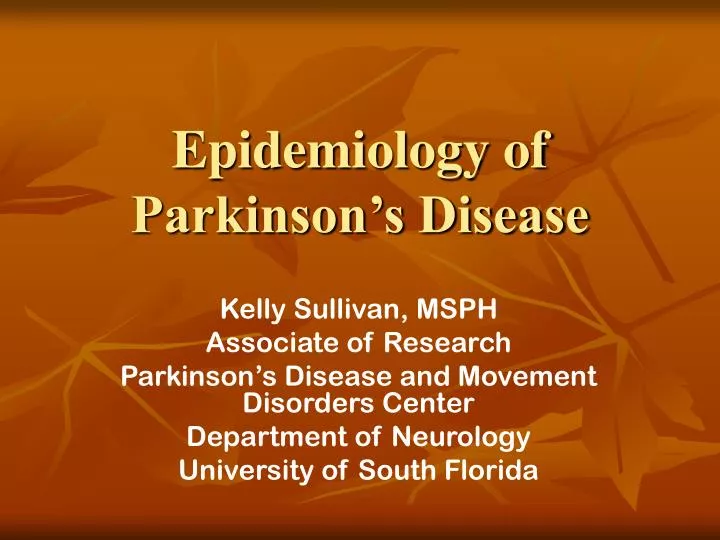 epidemiology of parkinson s disease