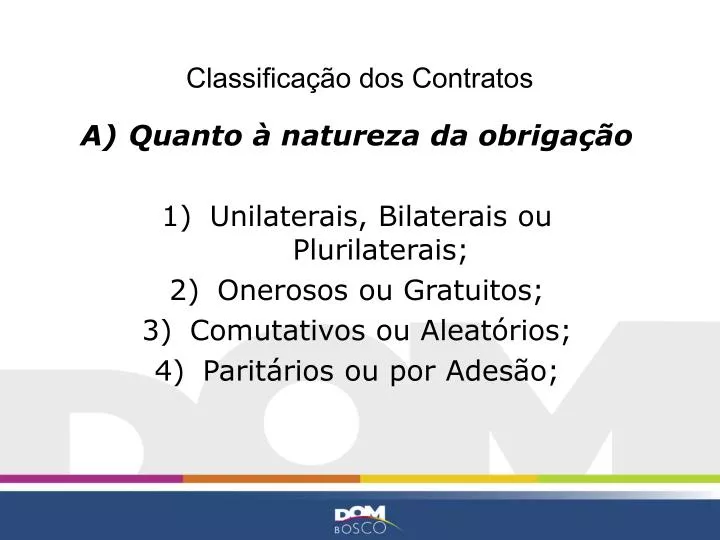 classifica o dos contratos