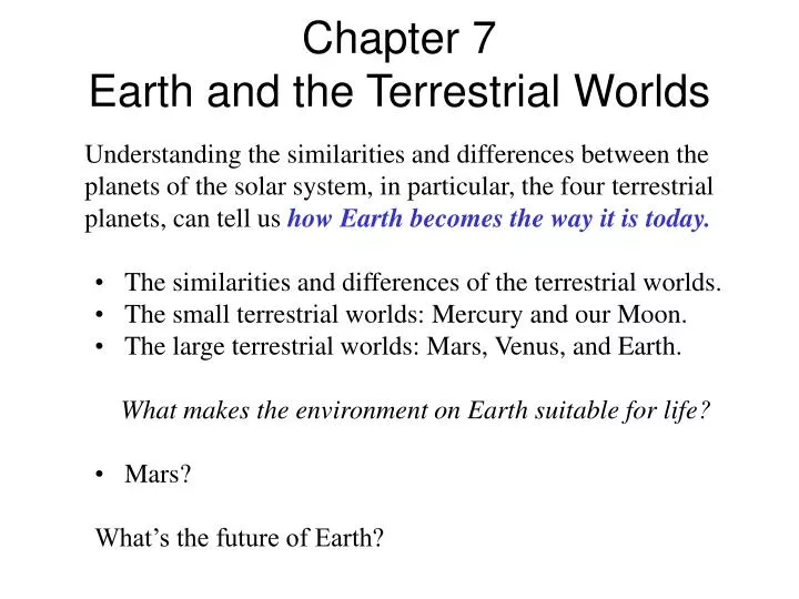 chapter 7 earth and the terrestrial worlds