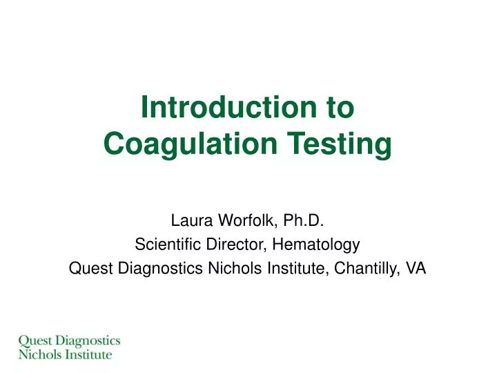 introduction to coagulation testing