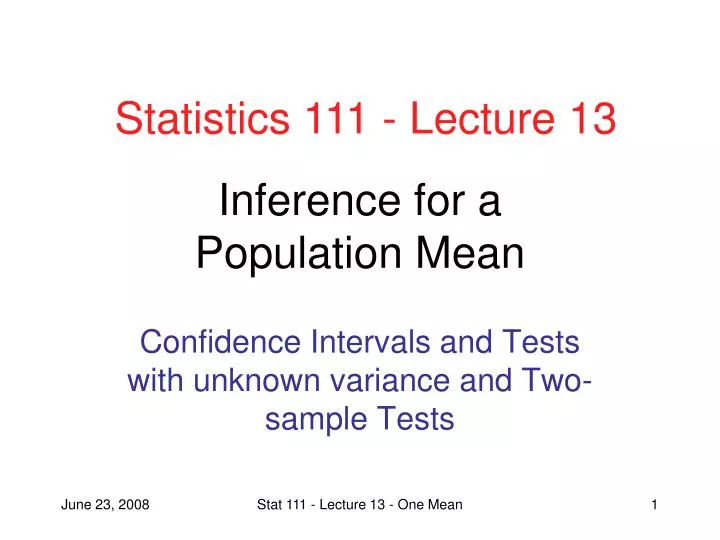 inference for a population mean
