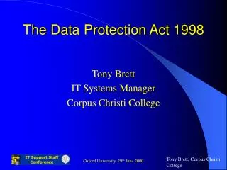 The Data Protection Act 1998