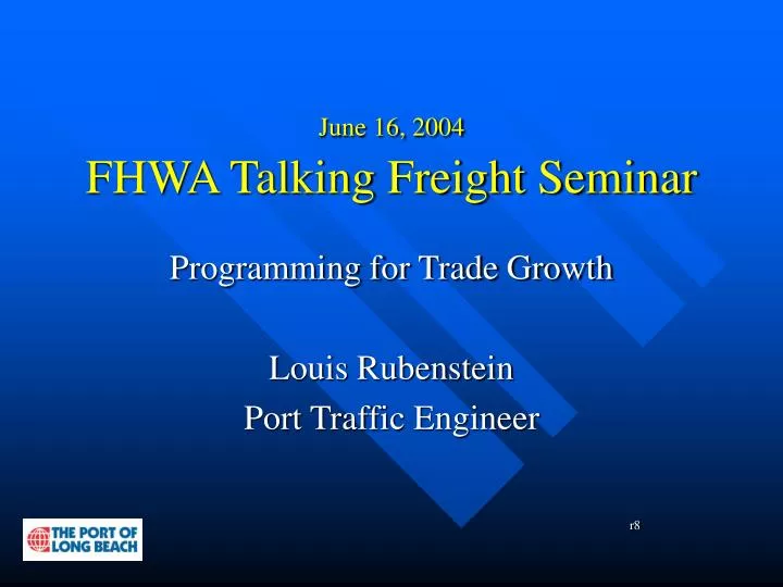 june 16 2004 fhwa talking freight seminar