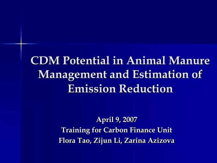 cdm potential in animal manure management and estimation of emission reduction