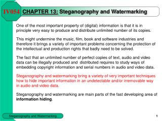 CHAPTER 1 3 : Steganography and Watermarking